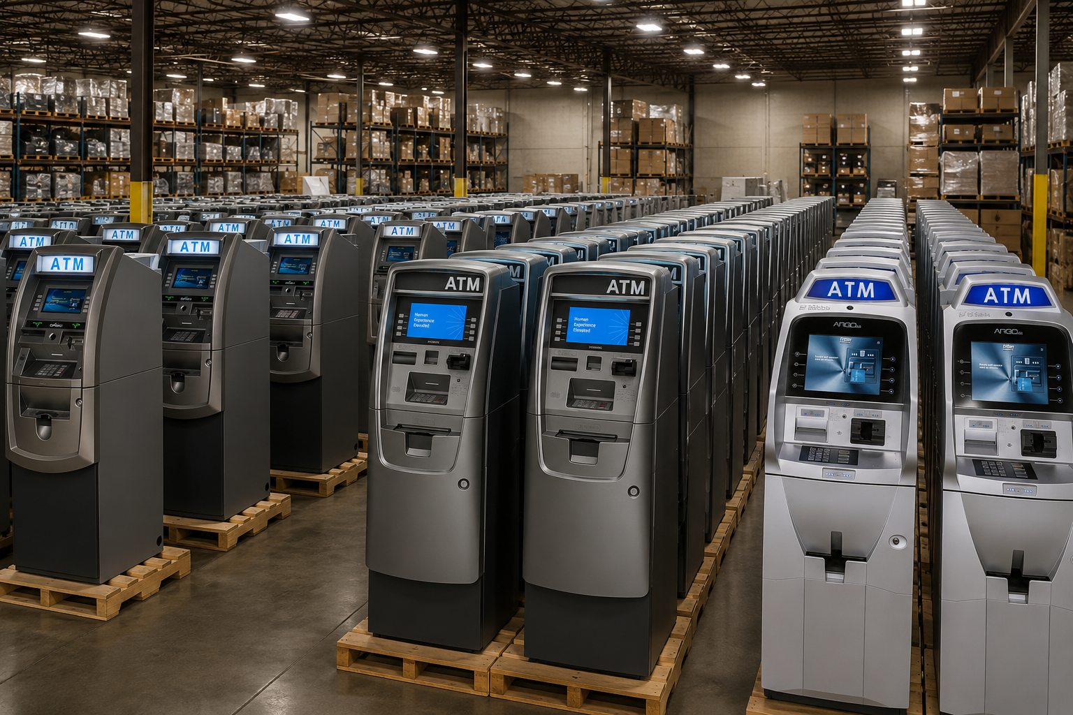 ATM machines prepared for business placement and installation